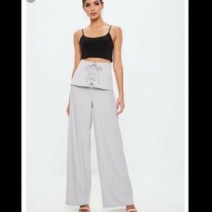 Missguided Corset Waist Satin Back Crepe Wide Leg.